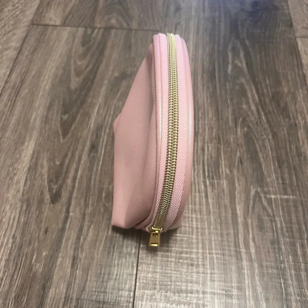 Macy's pink Shimmer cosmetic makeup beauty bag gold zipper New